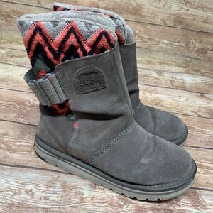 Sorel Winter Snow Boots Womens 7 Newbie Brown Suede Pull On Mid NL2147-245